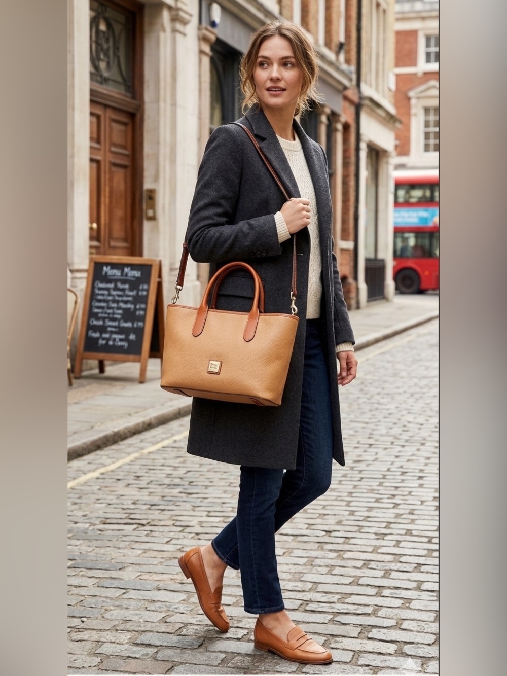 Dooney & Bourke Pebble Leather Brielle Satchel Tote Bag Caramel Brown NWOT